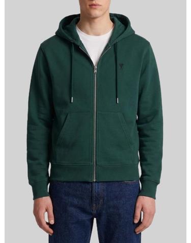 [해외직구] 26FW 아미 스몰 하트 로고 코튼 후드 집업 HSW765 GREEN