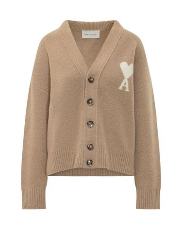 [해외직구] 26FW 아미 빅 하트 로고 알파카 니트 가디건 UKC365KN0135 A278 BEIGE MASTIC