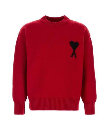[해외직구] 26FW 아미 빅 하트 울 크루넥 스웨터 UKS838018 A252 RED