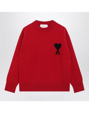 [해외직구] 26FW 아미 빅 하트 울 크루넥 스웨터 UKS838018 Red