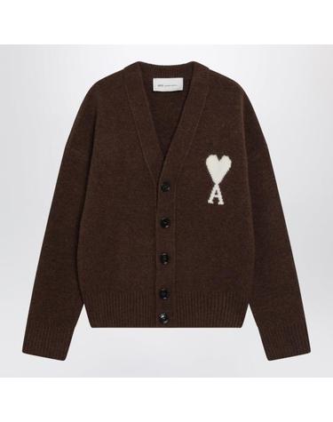 [해외직구] 26FW 아미 빅 하트 로고 알파카 니트 가디건 UKC365KN0135 Brown