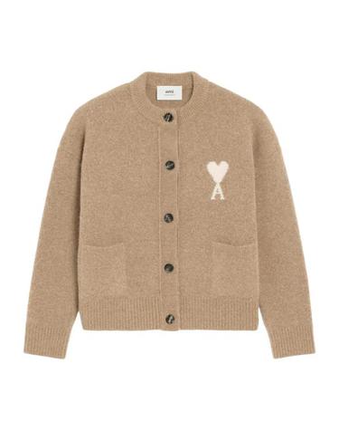 [해외직구] 26FW 아미 ADC 하트 인타르시아 알파카 니트 가디건 UKC366 KN0135A278 BEIGE MASTIC OFF WHITE