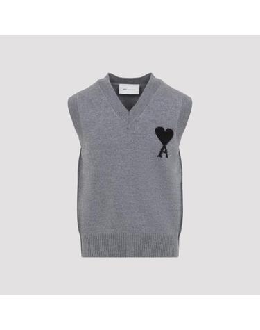 [해외직구] 26FW 아미 니트 베스트 UKS902 018 A273 HEATHER ASH GREY BLACK