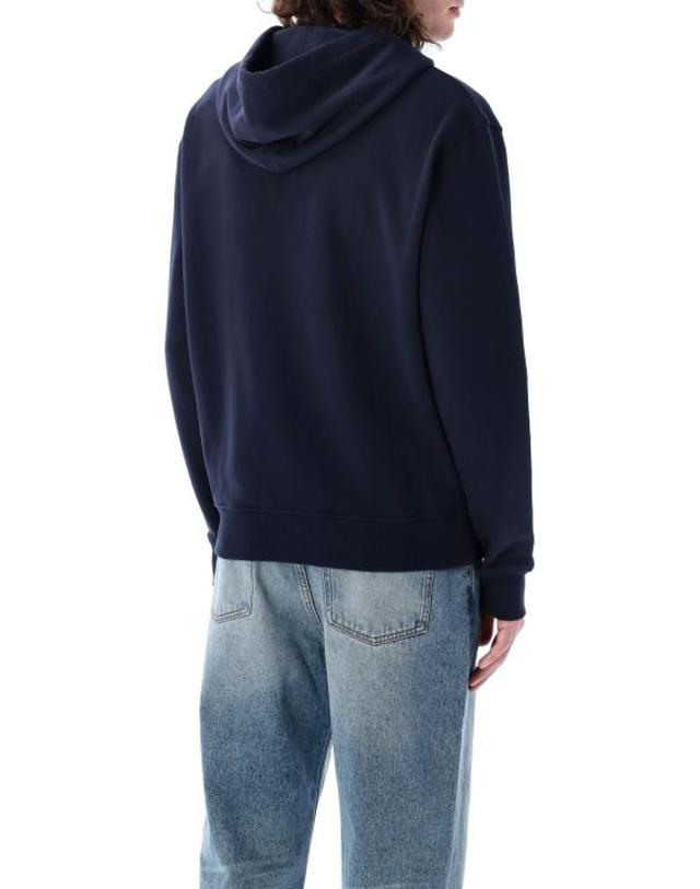 아미 [해외직구] 26FW 아미 스몰 하트 로고 루프백 오가닉 코튼 플리스 후드 집업 BFUSW435730 430 NAVY 착용컷