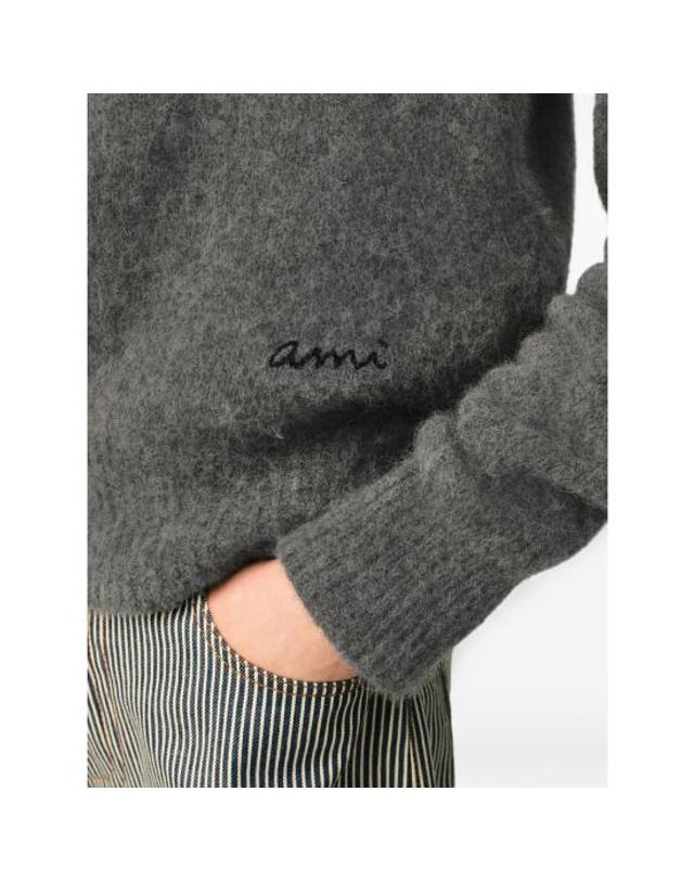 아미 [해외직구] 26FW 아미 알파카 아미 롱 슬리브 폴로 스웨터 HPL405 KN0021 A189 GREY 착용컷