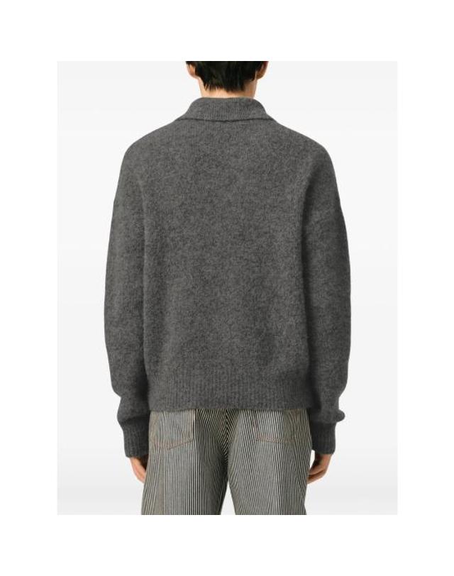 아미 [해외직구] 26FW 아미 알파카 아미 롱 슬리브 폴로 스웨터 HPL405 KN0021 A189 GREY 착용컷