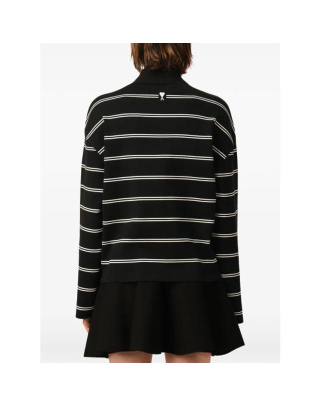 아미 [해외직구] 26FW 아미 폴로 티셔츠 UPL459 KN0194 004 BLACK WHITE 착용컷