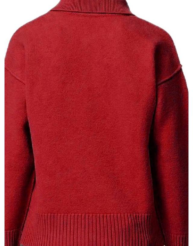 아미 [해외직구] 26FW 아미 폴로 티셔츠 UPL409 018A252 RUBY RED BLACK 착용컷
