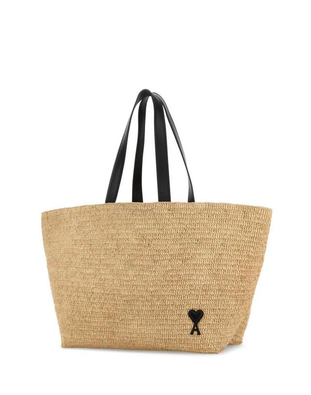 아미 [해외직구] 26SS 아미 빅 하트 로고 라피아 토트백 ULL740AW0036 113 BEIGE 착용컷
