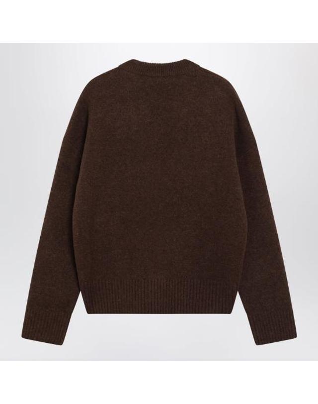 아미 [해외직구] 26FW 아미 빅 하트 로고 알파카 니트 가디건 UKC365KN0135 Brown 착용컷