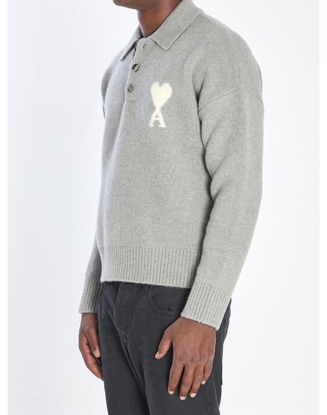 아미 [해외직구] 26FW 아미 ADC 알파카 폴로 스웨터 UPL408KN0135 058 GREY 착용컷