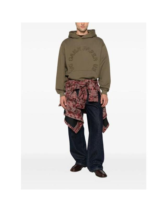 데일리 페이퍼 [해외직구] 26FW 데일리 페이퍼 니트웨어 2610120 SELF FABRI STGRA GREEN 착용컷
