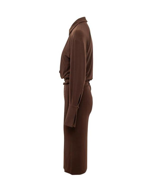 안다만 [해외직구] 26FW 안다마네 미디 원피스 T200108ATJP199 641 DARK BROWN 착용컷