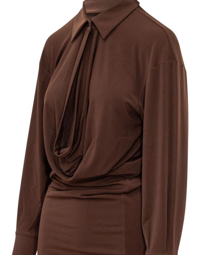 안다만 [해외직구] 26FW 안다마네 미디 원피스 T200108ATJP199 641 DARK BROWN 착용컷