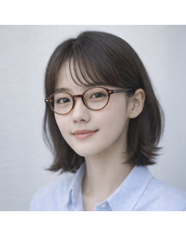 [토마]브라운 슬림 라운드 뿔테 안경테/남여 공용 가벼운 안경태 블루라이트 프레임 컴퓨터 렌즈(CN437)