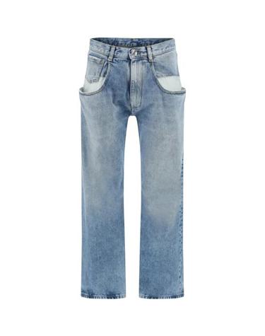 [해외직구] 26FW 마르지엘라 컨트래스티드 포켓 스트레이트 진 S30513 S51LA0052 470 BLUE