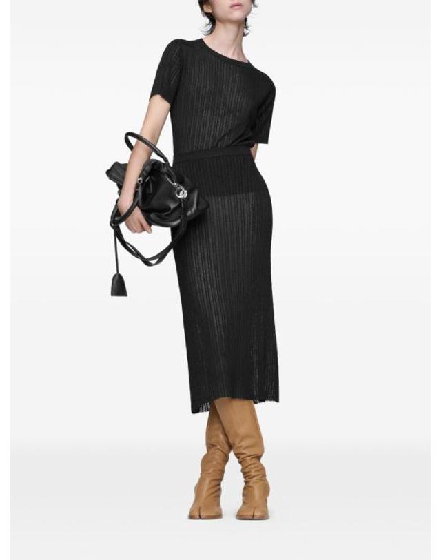 메종 마르지엘라 [해외직구] 26SS 마르지엘라 리브드 니트 미디 스커트 S51ME0059M13237900F BLACK 착용컷
