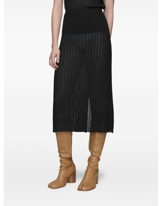 메종 마르지엘라 [해외직구] 26SS 마르지엘라 리브드 니트 미디 스커트 S51ME0059M13237900F BLACK 착용컷