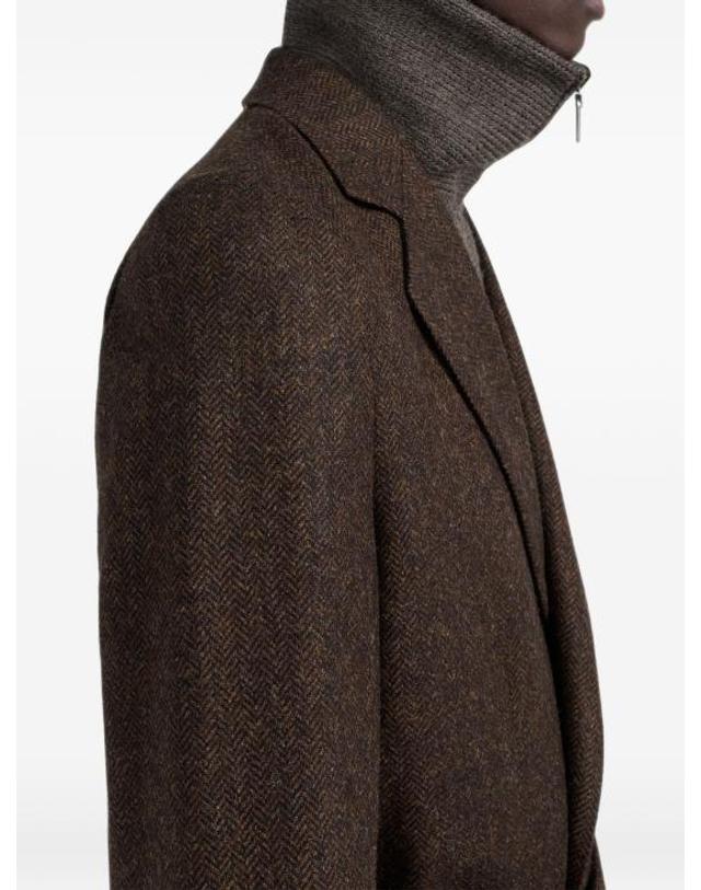 메종 마르지엘라 [해외직구] 26FW 마르지엘라 벨티드 헤링본 울 코트 S67AA0087S54246 003F BROWN 착용컷