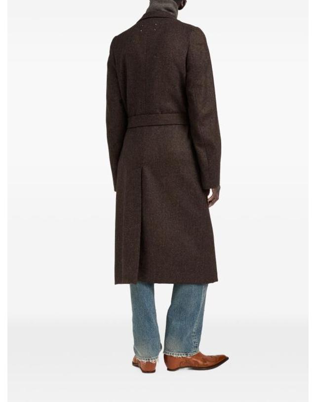 메종 마르지엘라 [해외직구] 26FW 마르지엘라 벨티드 헤링본 울 코트 S67AA0087S54246 003F BROWN 착용컷