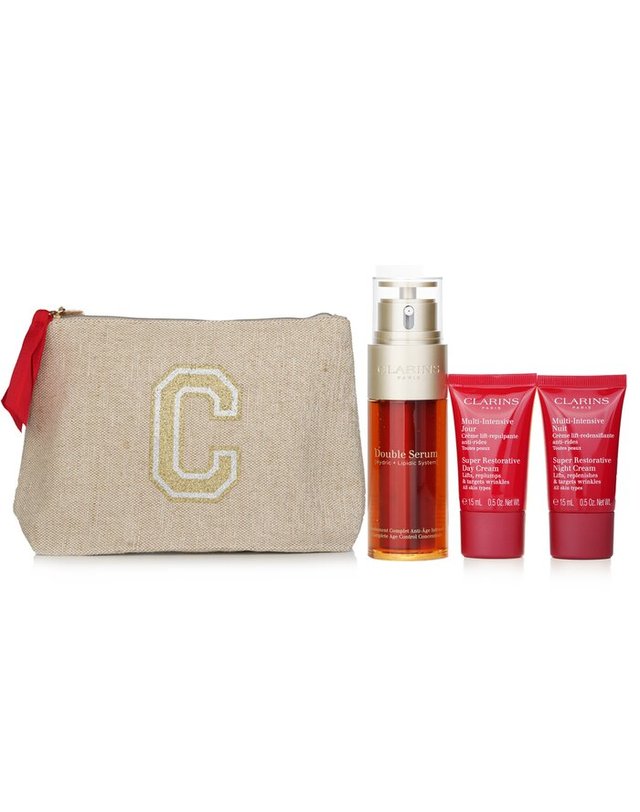 클라란스 클라랑스 클라랑스 레티리얼 더블 세럼멀티 인텐시브 세트: 3pcs+1bag 착용컷