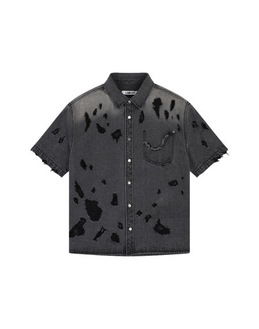 [LAB101] 빈티지 번트 디스트로이드 데님 셔츠 (GREY)