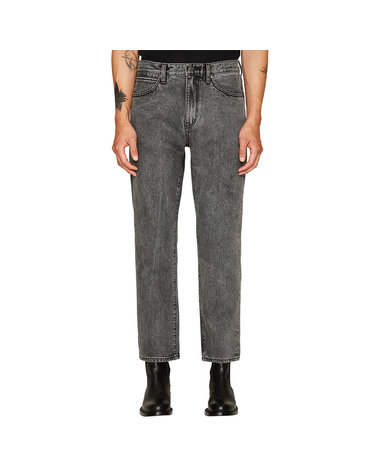 [LAB101] 데미지 스톤워시 크롭 데님 팬츠 (DARK GREY)