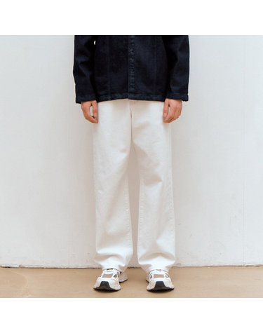 [LAB101] 베이직 워싱 와이드 데님 팬츠 (WHITE)