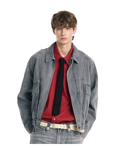 [LAB101] 커브드 히든 데님 자켓 (GREY)