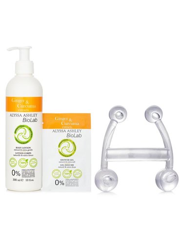 알리사 애슐리 바이오랩 진저커큐마 추출물 바디로션+샤워젤+마사지기 3pcs