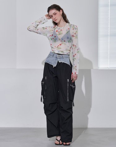 데님 포인트 와이드 카고 팬츠 MM09SL701HJY