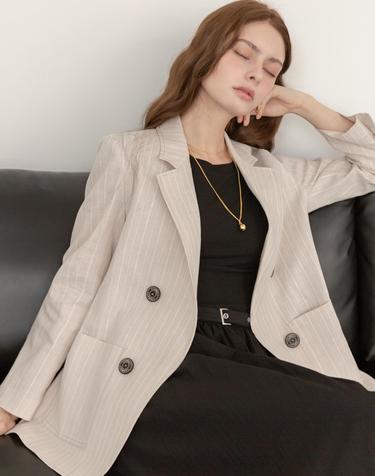 퓨어 스트라이프 린넨 자켓 ML06JK209HJY