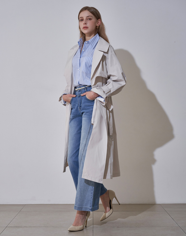 르니앤맥코이 워싱 스티치 와이드 데님 팬츠 LN04SD100 착용컷