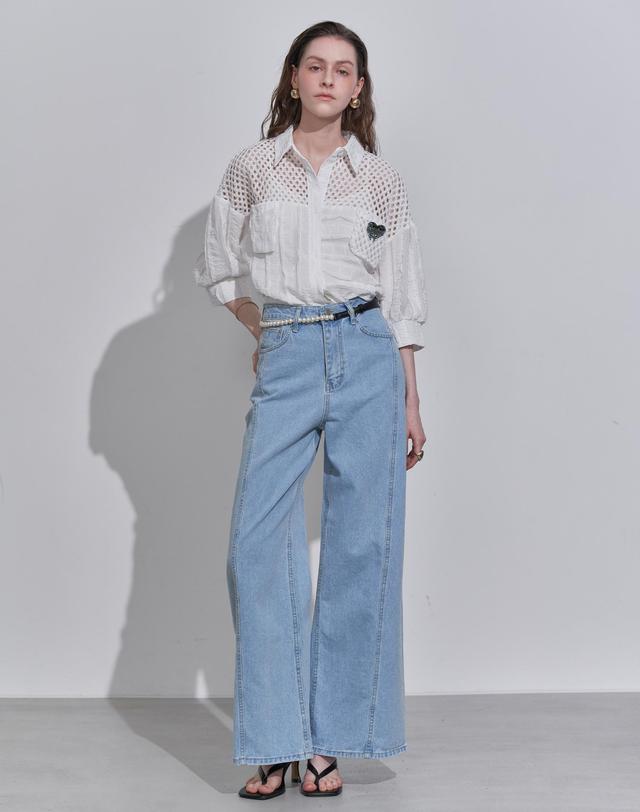 르니앤맥코이 데일리 절개 와이드 데님 팬츠 LN04SD106S 착용컷