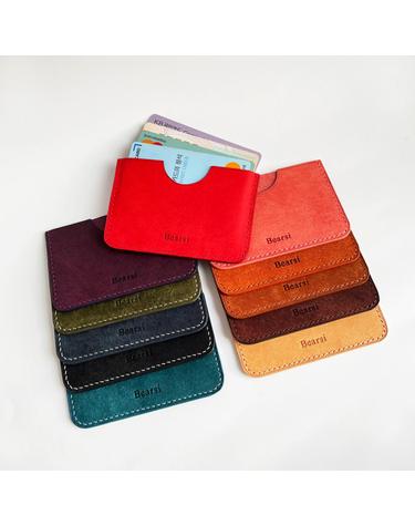 핸드메이드 원포켓 카드지갑 이태리 베지터블 푸에블로 가죽 손바느질 수제 이니셜 각인 11color