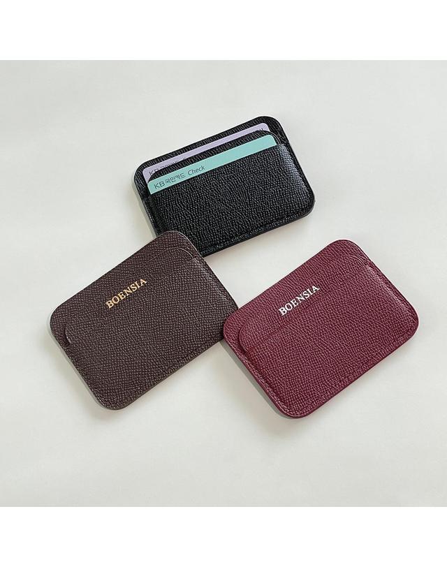 보엔시아 핸드메이드 슬림 카드지갑 엡송 가죽 손바느질 수제 이니셜 각인 14color 착용컷
