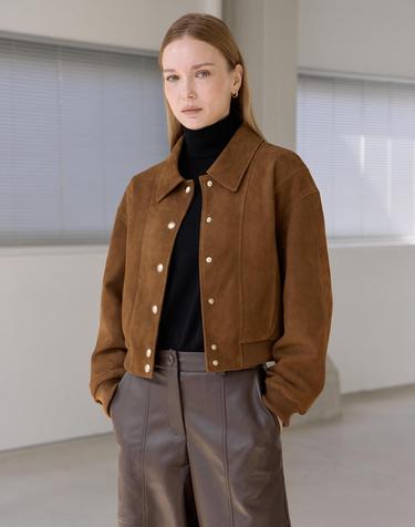 Goat suede button jacket 