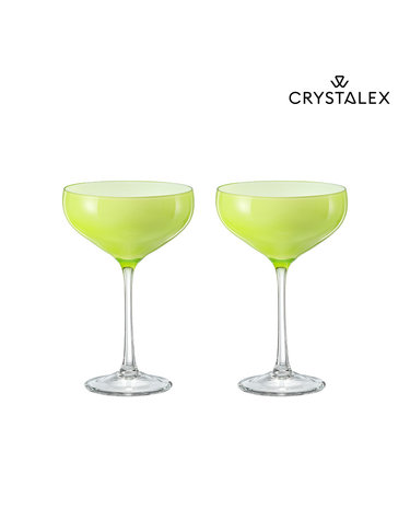 [크리스탈렉스] 프랄린 낮은 샴페인잔 그린 (180ml) 2p