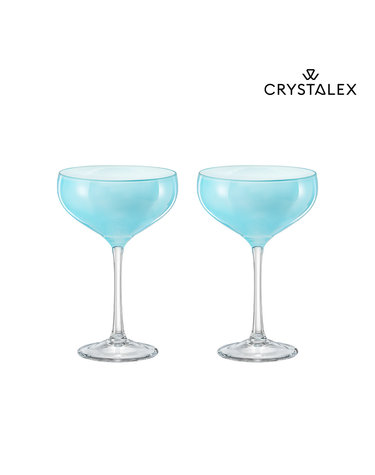 [크리스탈렉스] 프랄린 낮은 샴페인잔 블루 (180ml) 2p