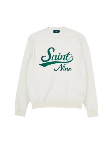 [세인트나인] 남성 Saintnine 레터링 라운드 스웨터 IVORY