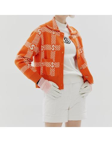 [세인트나인] 여성 방풍 S로고 자카드 가디건 ORANGE