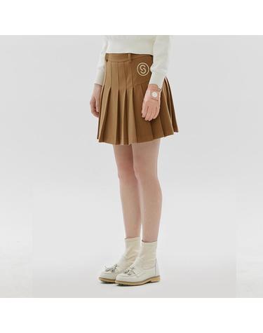 [세인트나인] 여성 울라이크 플리츠 스커트 DARK BEIGE