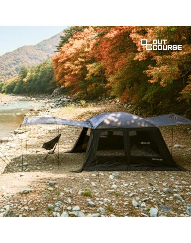 아웃코스 아웃코스 아헨 에어텐트 캠핑 거실형 리빙쉘 텐트 착용컷