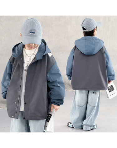 남아 드롭숄더 후드 롱 바람막이 자켓 R18249