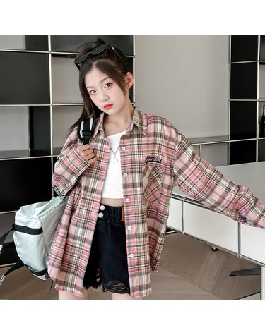 여아 체크 카라 긴팔 셔츠 R18272