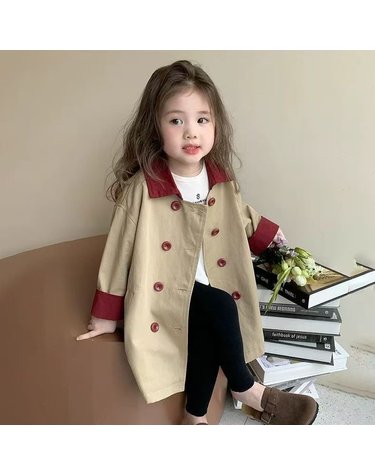 여아 더블버튼 카키 트렌치 코트 R18262
