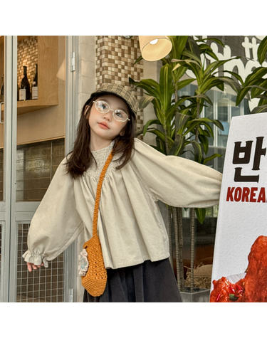여아 코듀로이 배트윙소매 라운드넥 블라우스 R18467