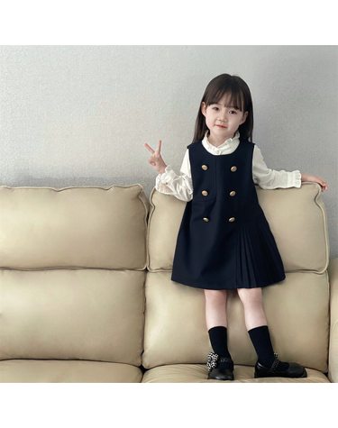 여아 프레피 셔츠 점퍼스커트 세트 R18936