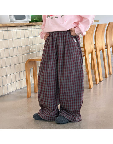 남아 레트로 체크 와이드 팬츠 R19139