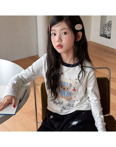 여아 플레이 베어 프린트 티셔츠 R19110